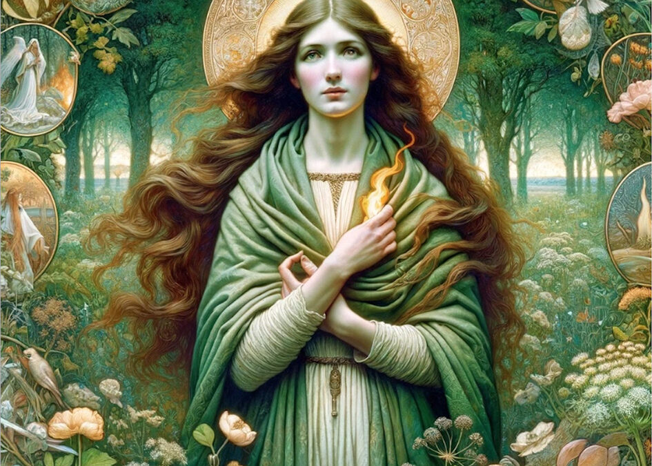 Saint Brigid painting by Rosetti